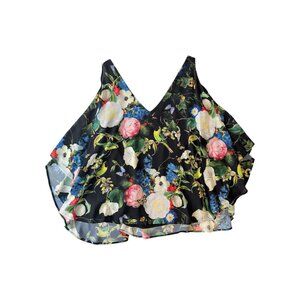 Joseph Ribkoff Floral Layered Sleeveless V-Neck Top | Size 10 | Boutique Resort